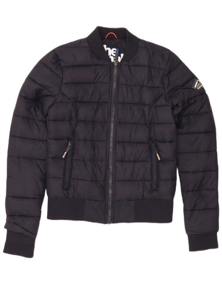 SUPERDRY Womens Padded Jacket UK 10 Small Navy Blue Polyester