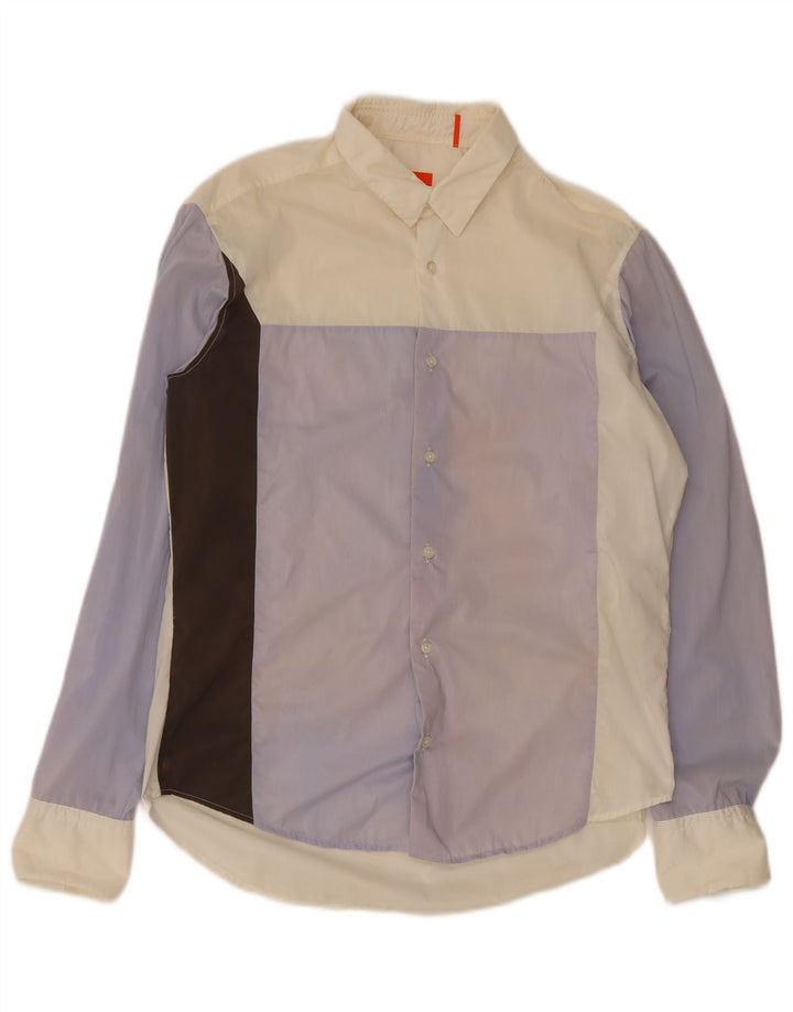 Hugo Boss Mens Shirt Medium Multicoloured Colourblock Cotton