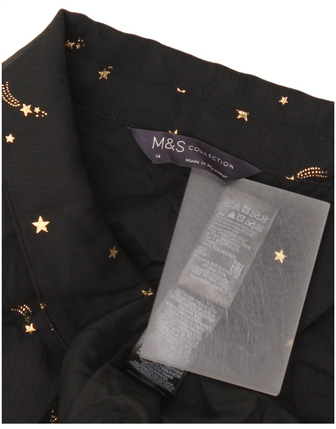 Marks & Spencer Womens Abstract Pattern Tiered Dress UK 14 Medium Black