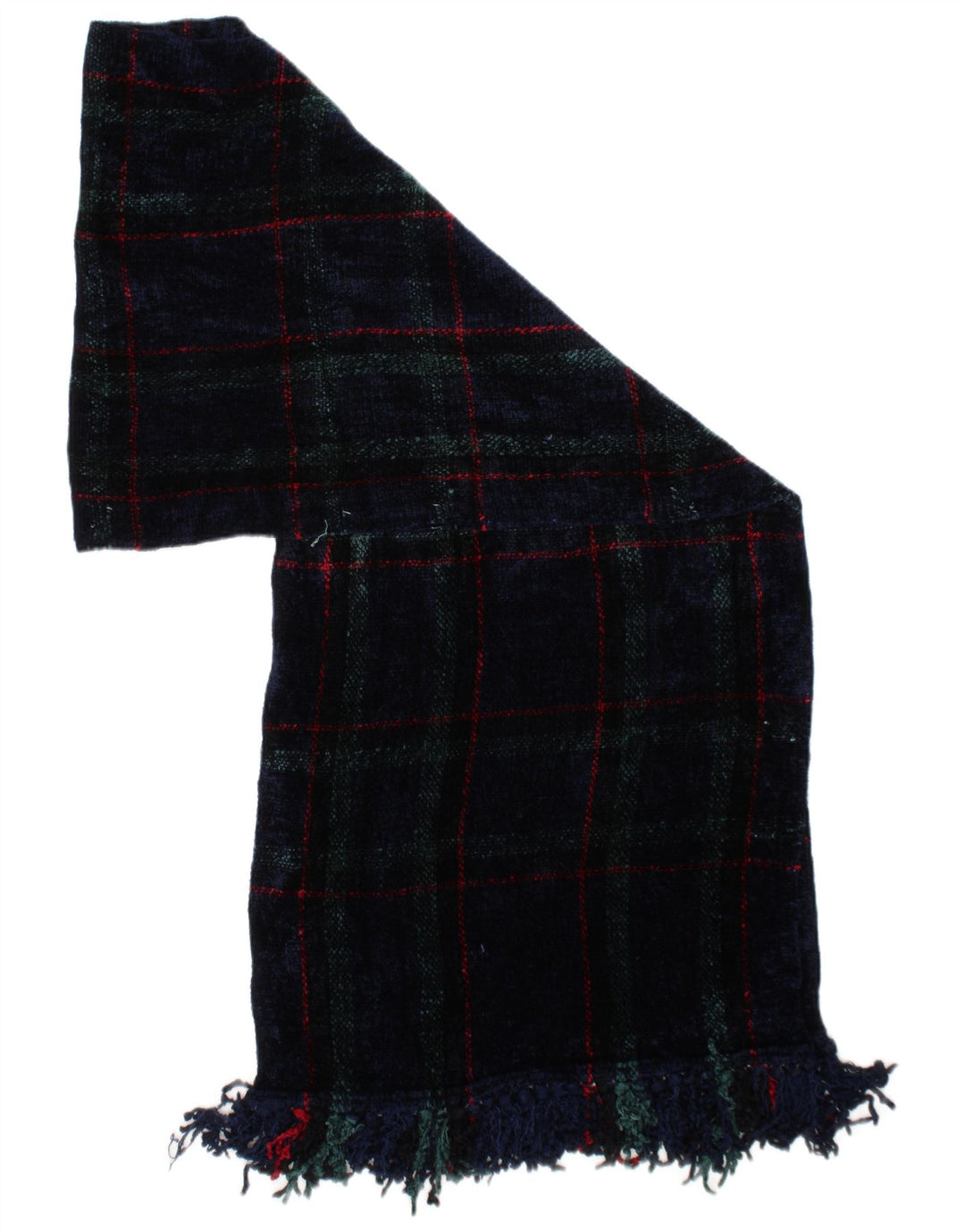VINTAGE Womens Rectangle Scarf One Size Navy Blue Plaid Viscose Classic
