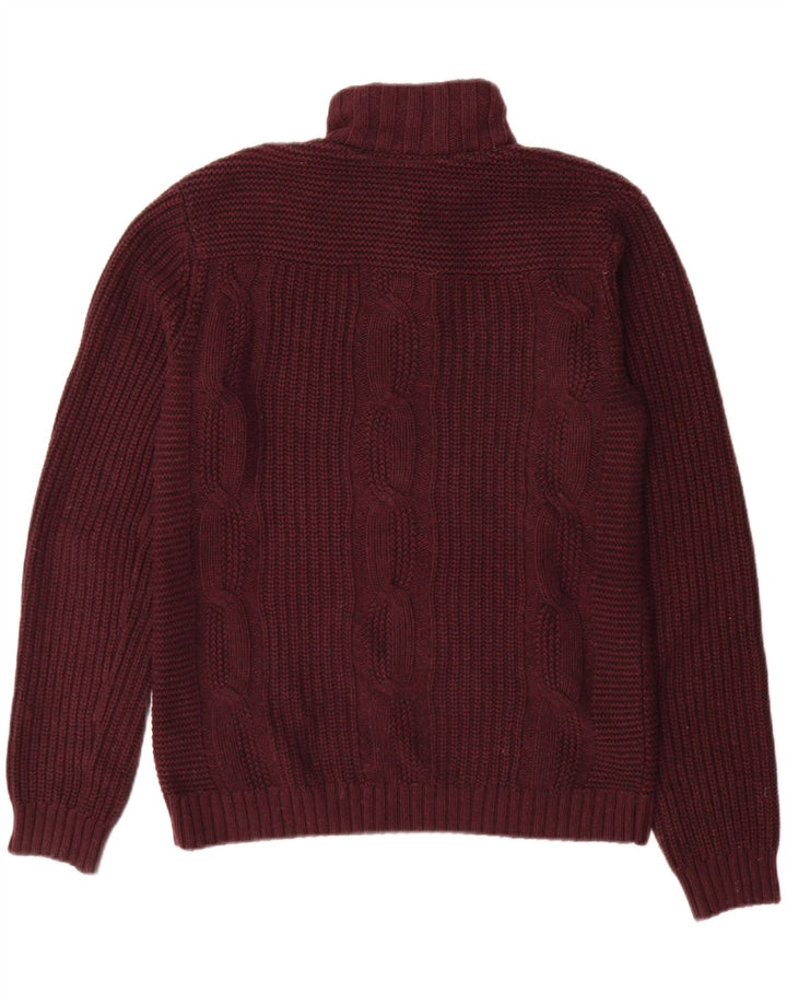 Ted Baker Mens Button Neck Jumper Sweater Size 2 Small Burgundy Cotton
