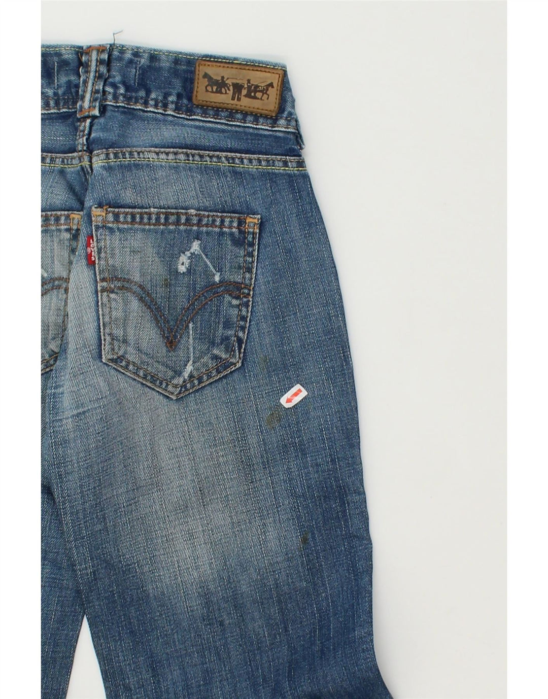 LEVI'S Girls Distressed Bootcut Jeans 9-10 Years W25 L30 Blue Cotton Vintage Levi's and Second-Hand Levi's from Messina Hembry 
