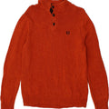 CHAPS Mens Button Neck Jumper Sweater Small Orange Cotton Vintage Chaps and Second-Hand Chaps from Messina Hembry 
