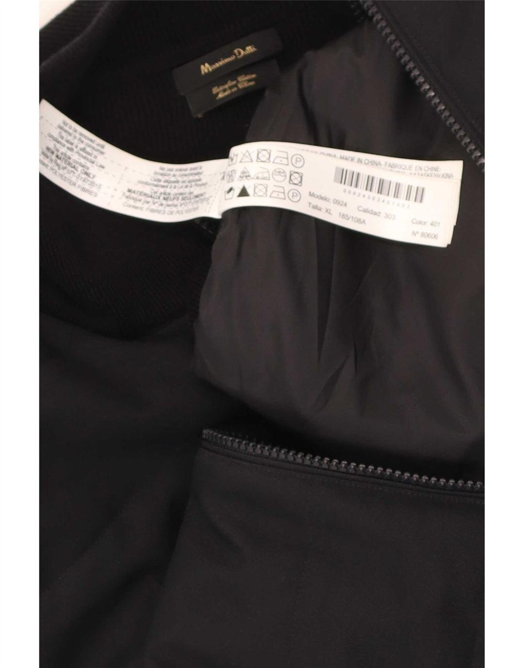 Massimo Dutti Mens Bomber Jacket UK 42 XL Black Cotton