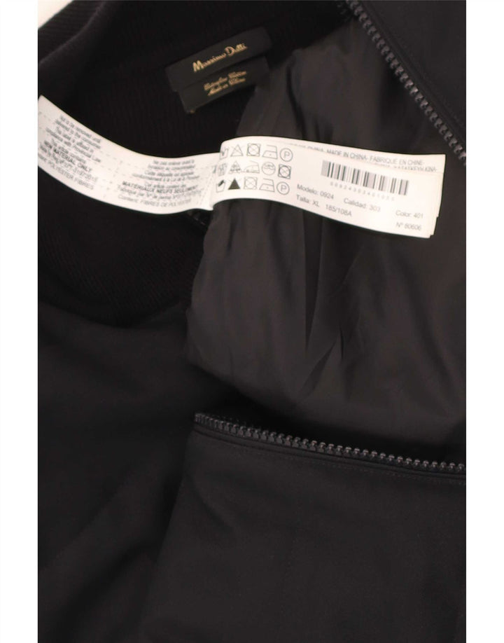 Massimo Dutti Mens Bomber Jacket UK 42 XL Black Cotton