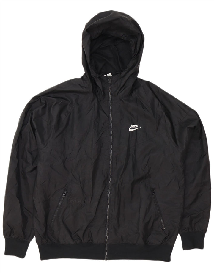 Nike Mens Zip Hooded Rain Jacket Large Black Polyester