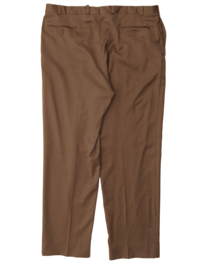 Calvin Klein Mens Straight Suit Trousers W40 L32 Beige Wool