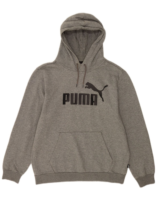 Puma Mens Graphic Hoodie Jumper Medium Grey Flecked Cotton