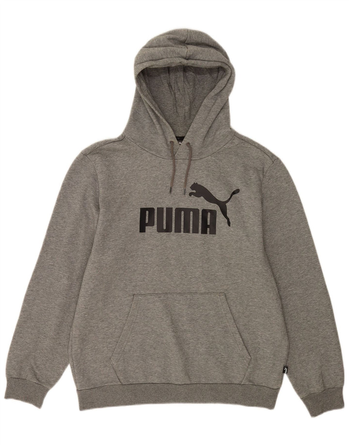 Puma Mens Graphic Hoodie Jumper Medium Grey Flecked Cotton