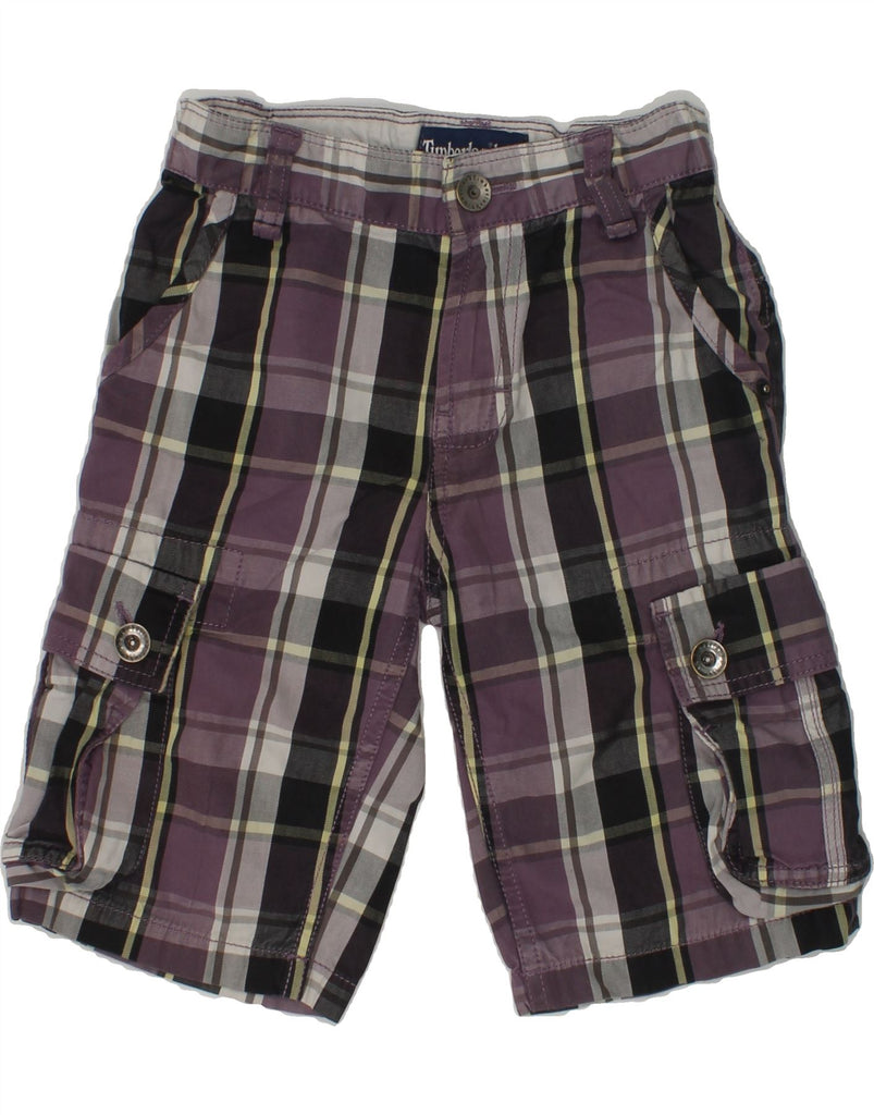 TIMBERLAND Boys Cargo Shorts 4-5 Years W20 Purple Check Cotton | Vintage Timberland | Thrift | Second-Hand Timberland | Used Clothing | Messina Hembry 