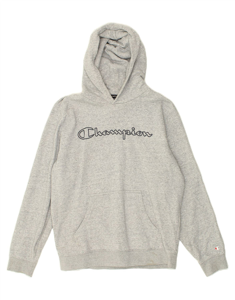 CHAMPION Mens Graphic Hoodie Jumper Large Grey Cotton | Vintage Champion | Thrift | Second-Hand Champion | Used Clothing | Messina Hembry 