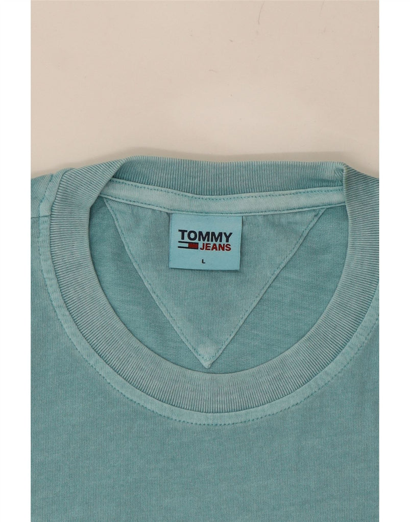 TOMMY HILFIGER Mens Graphic T-Shirt Top Large Turquoise Vintage Tommy Hilfiger and Second-Hand Tommy Hilfiger from Messina Hembry 