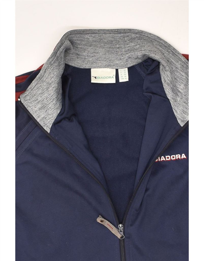 DIADORA Mens Tracksuit Top Jacket UK 38 Medium Navy Blue Polyester | Vintage Diadora | Thrift | Second-Hand Diadora | Used Clothing | Messina Hembry 