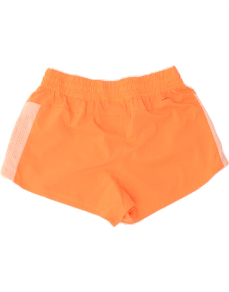 ADIDAS Womens Climalite Sport Shorts UK 8/10 Small  Orange Colourblock Vintage Adidas and Second-Hand Adidas from Messina Hembry 
