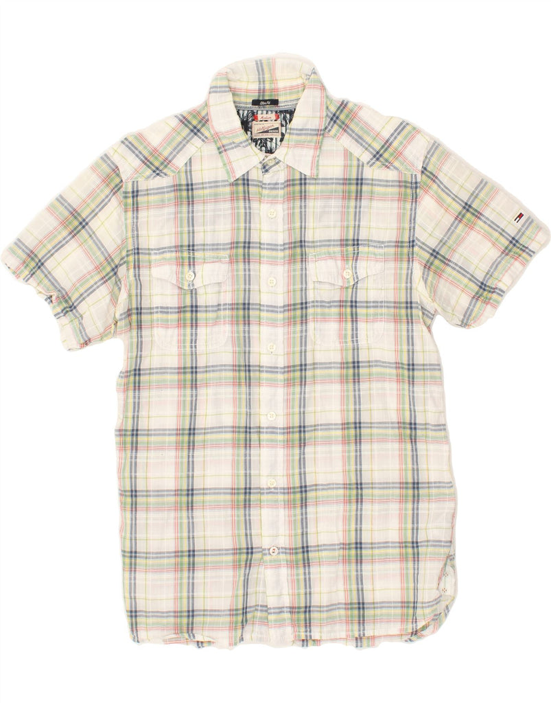 TOMMY HILFIGER Mens Slim Fit Short Sleeve Shirt Medium Multicoloured Check | Vintage Tommy Hilfiger | Thrift | Second-Hand Tommy Hilfiger | Used Clothing | Messina Hembry 