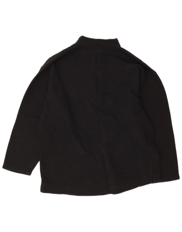 Vintage Womens Loose Fit Zip Neck Jumper Sweater UK 10 Small Black Retro