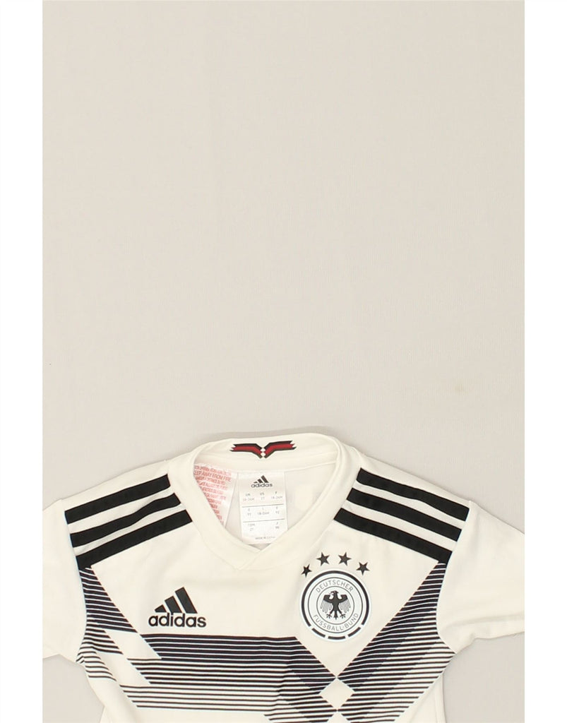 ADIDAS Baby Boys Graphic T-Shirt Top 18-24 Months White Striped Polyester | Vintage Adidas | Thrift | Second-Hand Adidas | Used Clothing | Messina Hembry 