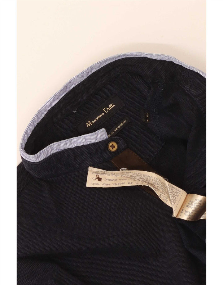 Massimo Dutti Mens Top Long Sleeve Medium Navy Blue Cotton