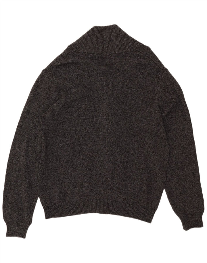 CHAPS Mens Cardigan Sweater XL Grey Flecked Cotton