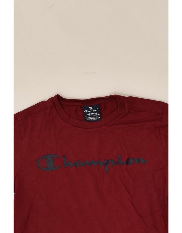 CHAMPION Boys Graphic T-Shirt Top 9-10 Years Medium Burgundy Cotton | Vintage Champion | Thrift | Second-Hand Champion | Used Clothing | Messina Hembry 