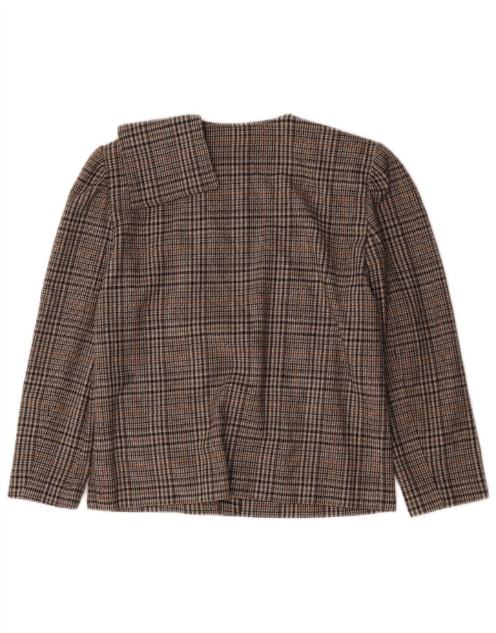 Luisa Spagnoli Womens 2 Button Blazer Jacket IT 44 Medium Brown Check Wool