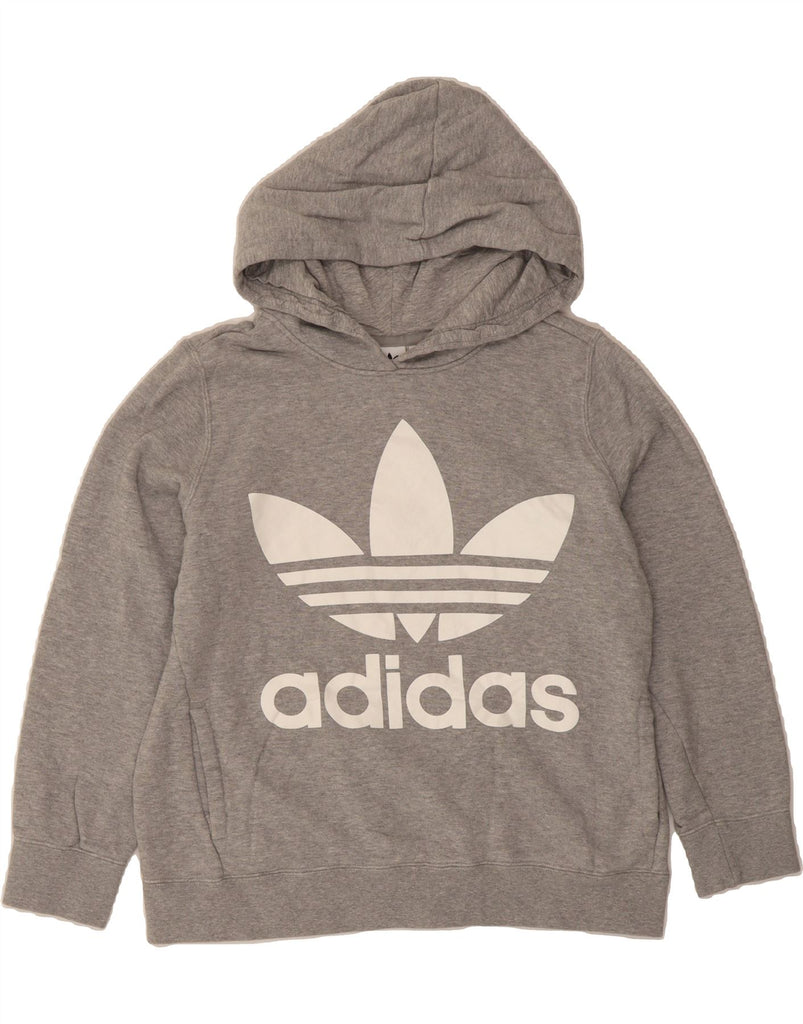 ADIDAS Womens Graphic Hoodie Jumper UK 14 Large Grey Cotton Vintage Adidas and Second-Hand Adidas from Messina Hembry 