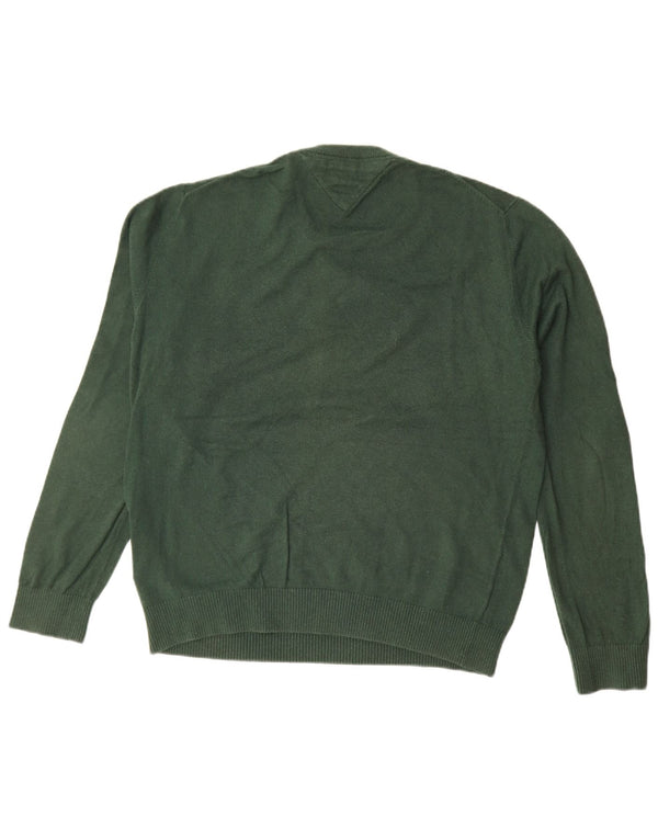 Tommy Hilfiger Mens Crew Neck Jumper Sweater Large Green Cotton