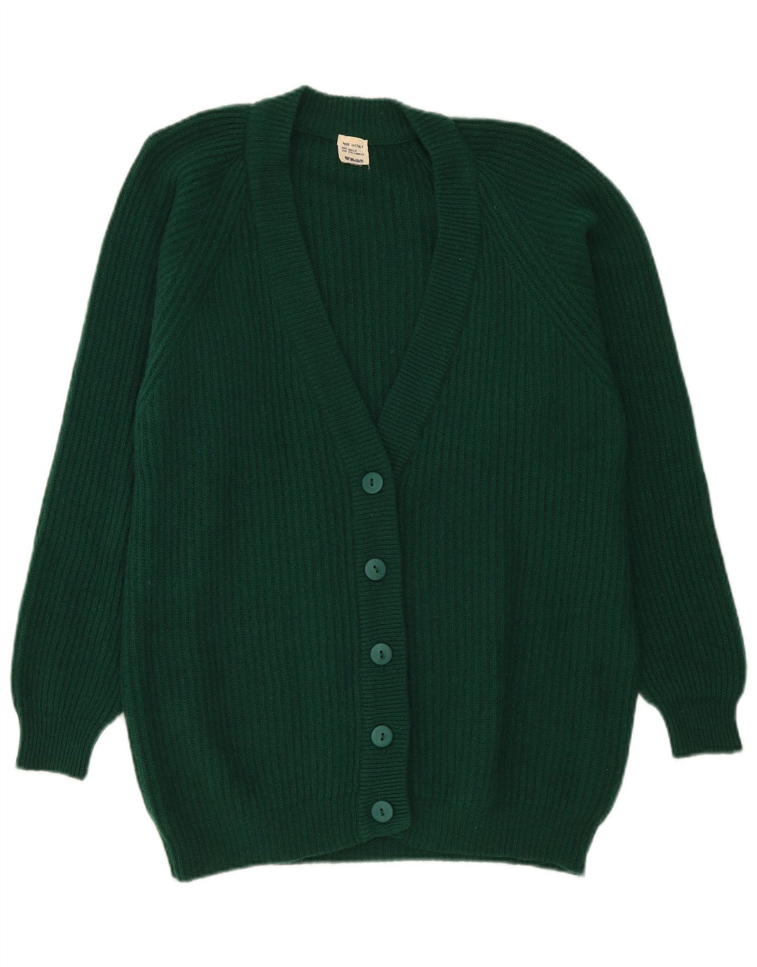 Vintage Womens Cardigan Sweater UK 16 Large Green Wool