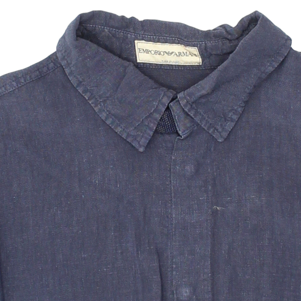 Emporio Armani Mens Navy Blue Button Up Shirt | Vintage High End Casual Designer | Vintage Messina Hembry | Thrift | Second-Hand Messina Hembry | Used Clothing | Messina Hembry 