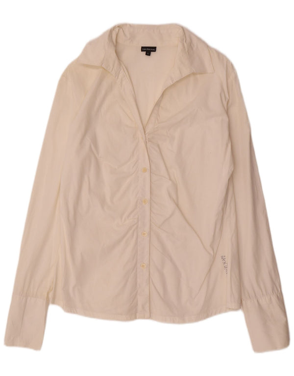 Calvin Klein Jeans Womens Shirt UK 16 Large Off White Cotton