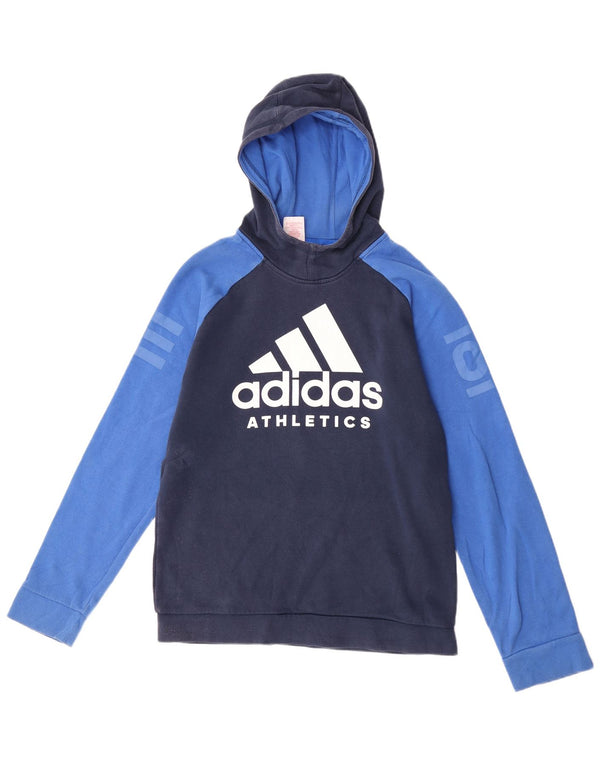 Adidas Mens Graphic Hoodie Jumper Small Navy Blue Colourblock