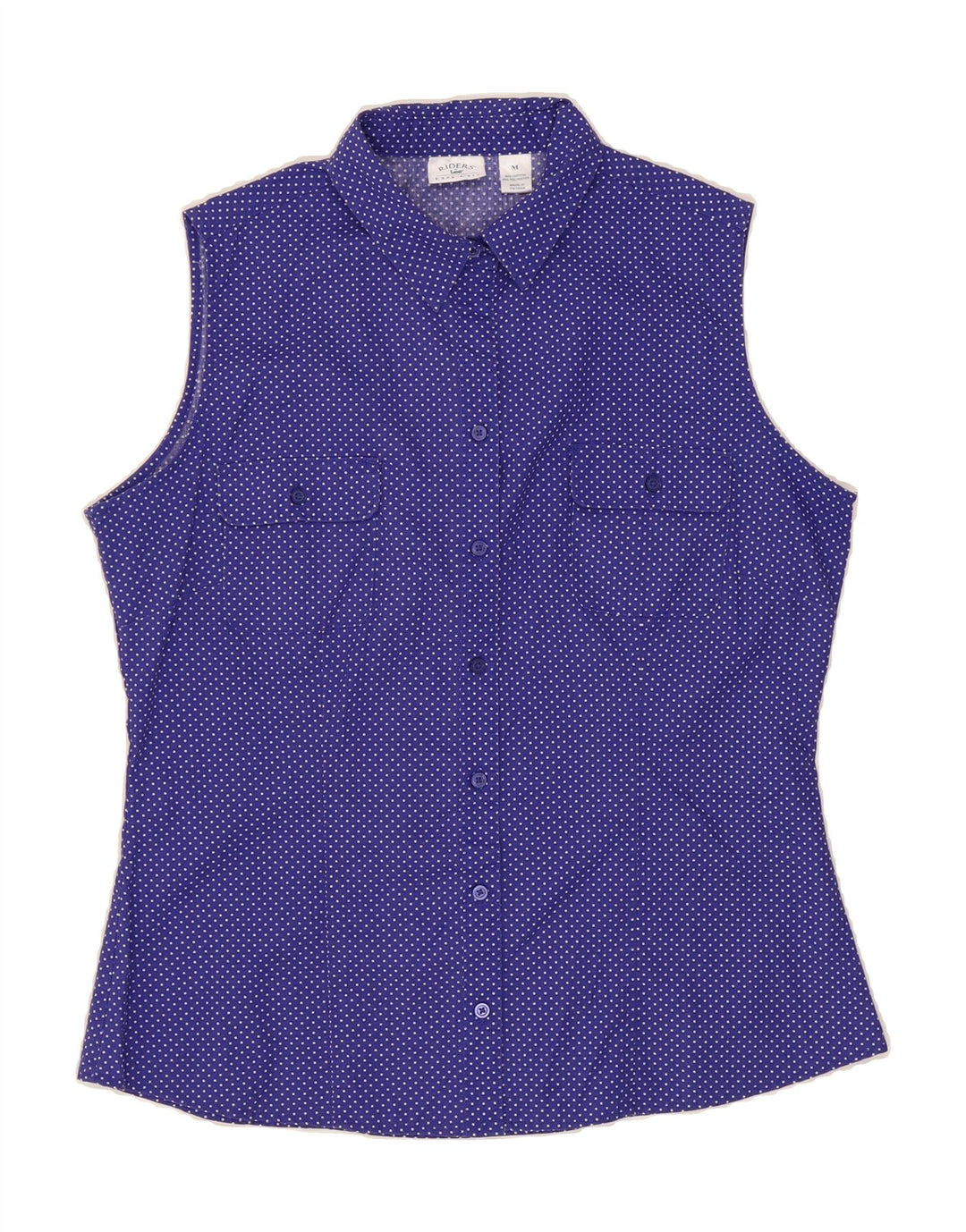 LEE Womens Riders Sleeveless Shirt Blouse UK 14 Medium Navy Blue Spotted Vintage Lee and Second-Hand Lee from Messina Hembry 