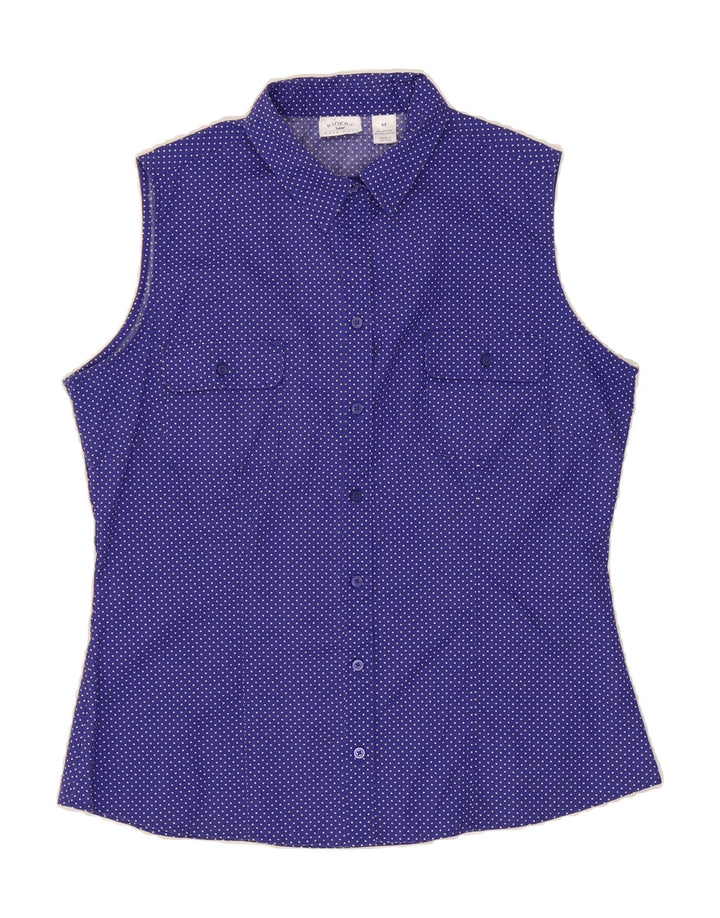 LEE Womens Riders Sleeveless Shirt Blouse UK 14 Medium Navy Blue Spotted Vintage Lee and Second-Hand Lee from Messina Hembry 