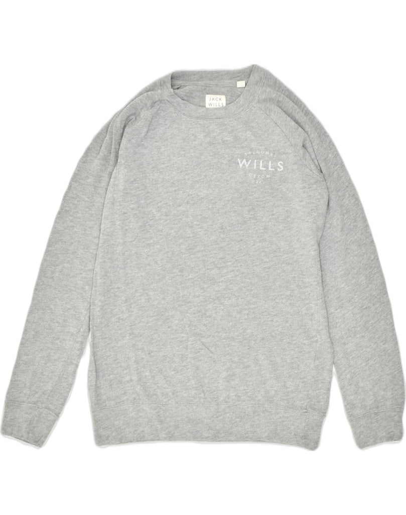 JACK WILLS Womens Sweatshirt Jumper UK 10 Small Grey Cotton | Vintage | Thrift | Second-Hand | Used Clothing | Messina Hembry 