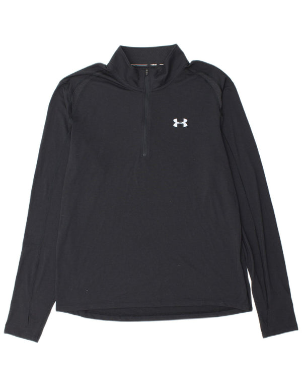 UNDER ARMOUR Mens Heat Gear Zip Neck Pullover Tracksuit Top XL Black
