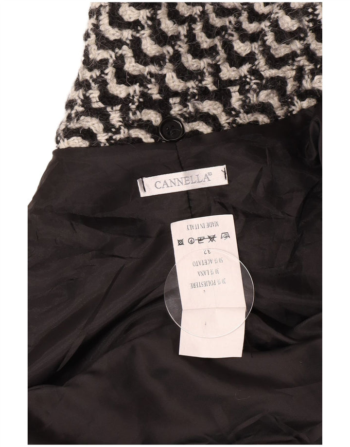 Vintage Womens Overcoat IT 50 XL Black Geometric Acetate