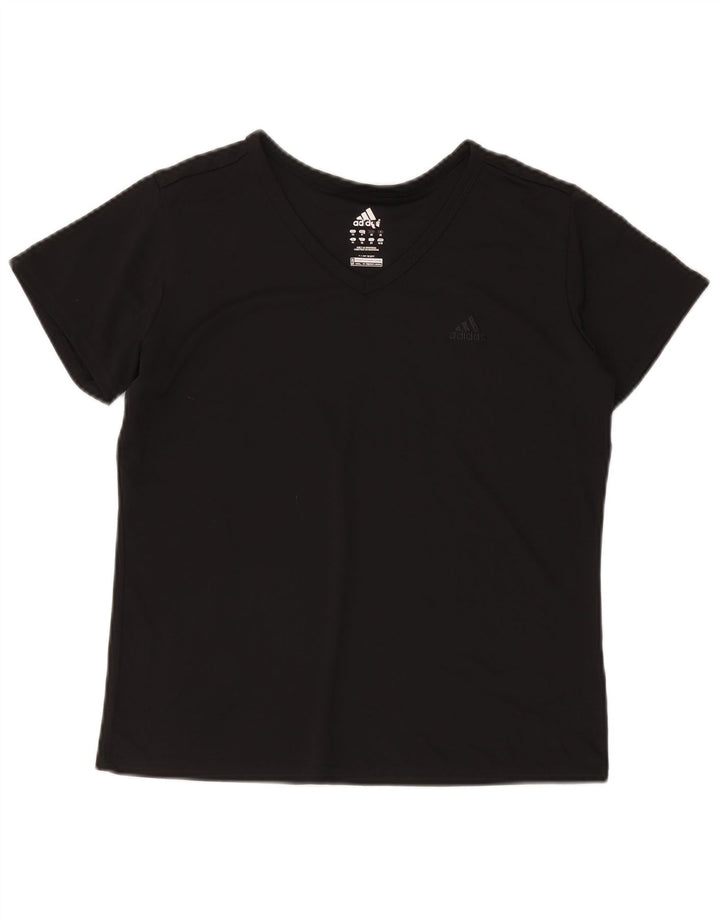Adidas Womens T-Shirt Top UK 14 Medium Black Polyester
