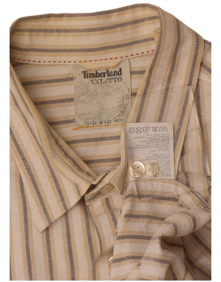 TIMBERLAND Mens Shirt 2XL Beige Striped Cotton