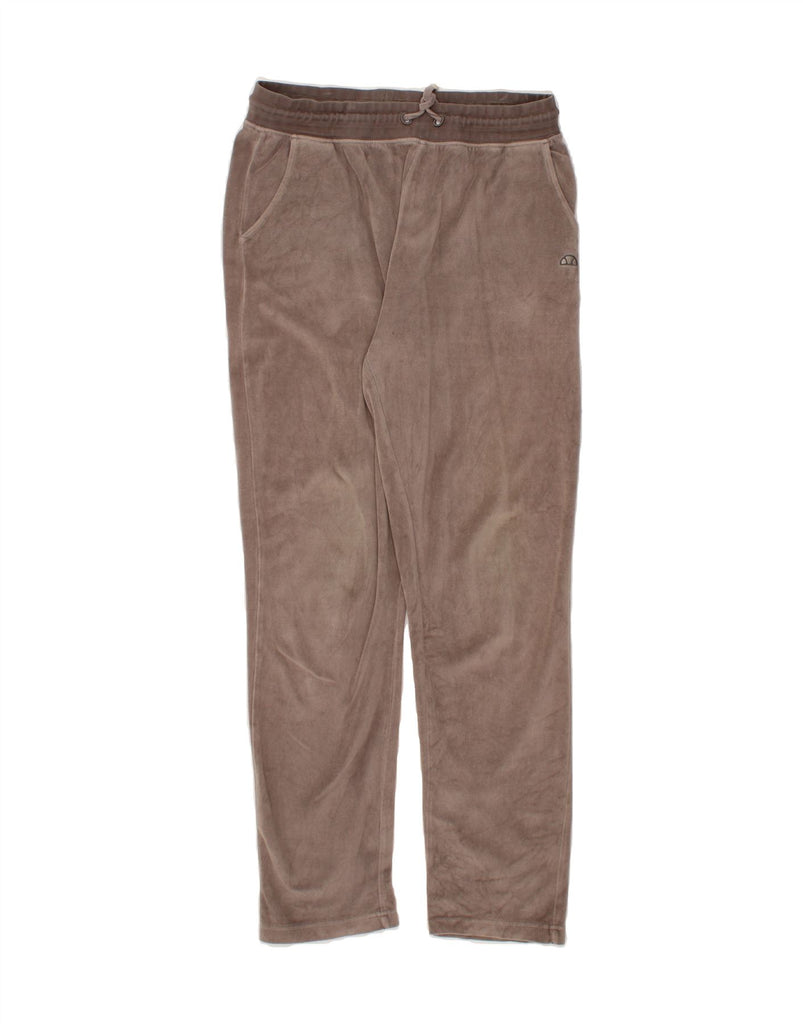 ELLESSE Womens Velour Tracksuit Trousers UK 14 Large  Brown Cotton Vintage Ellesse and Second-Hand Ellesse from Messina Hembry 