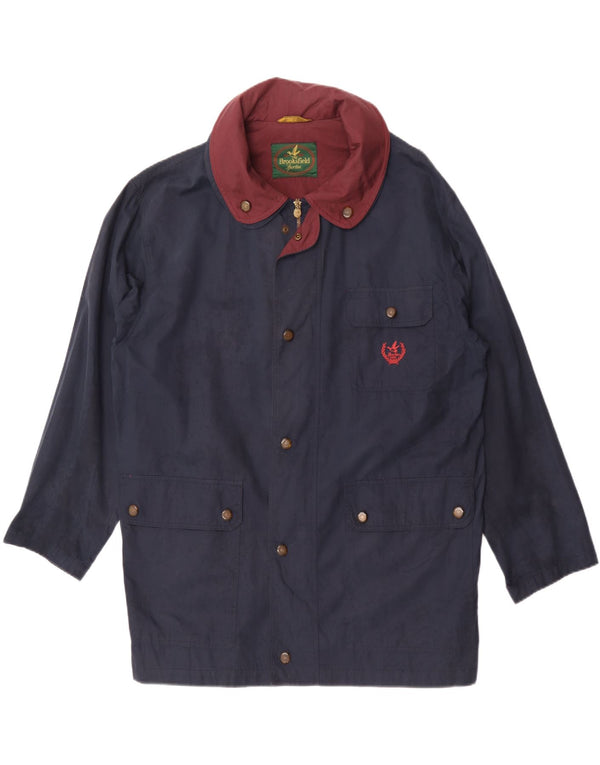 Brooksfield Mens Hooded Utility Jacket IT 50 Large Navy Blue Cotton