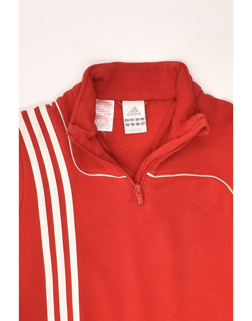 ADIDAS Boys Zip Neck Sweatshirt Jumper 11-12 Years Red Cotton | Vintage Adidas | Thrift | Second-Hand Adidas | Used Clothing | Messina Hembry 