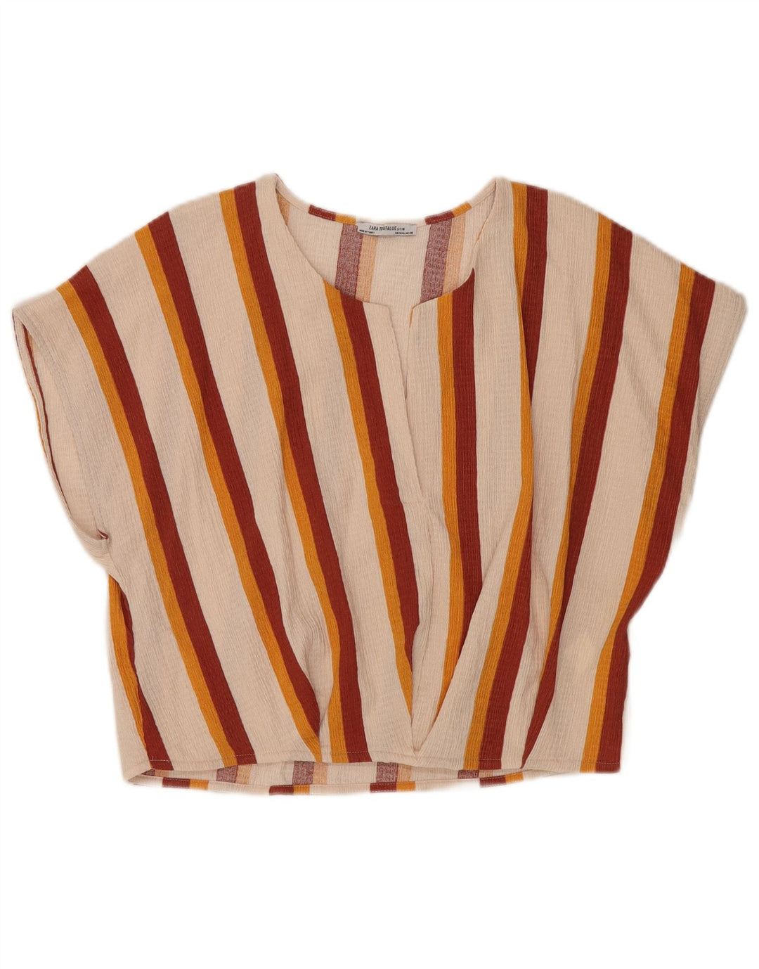 Zara Womens Trafaluc Blouse Top UK 14 Large Off White Striped Polyester