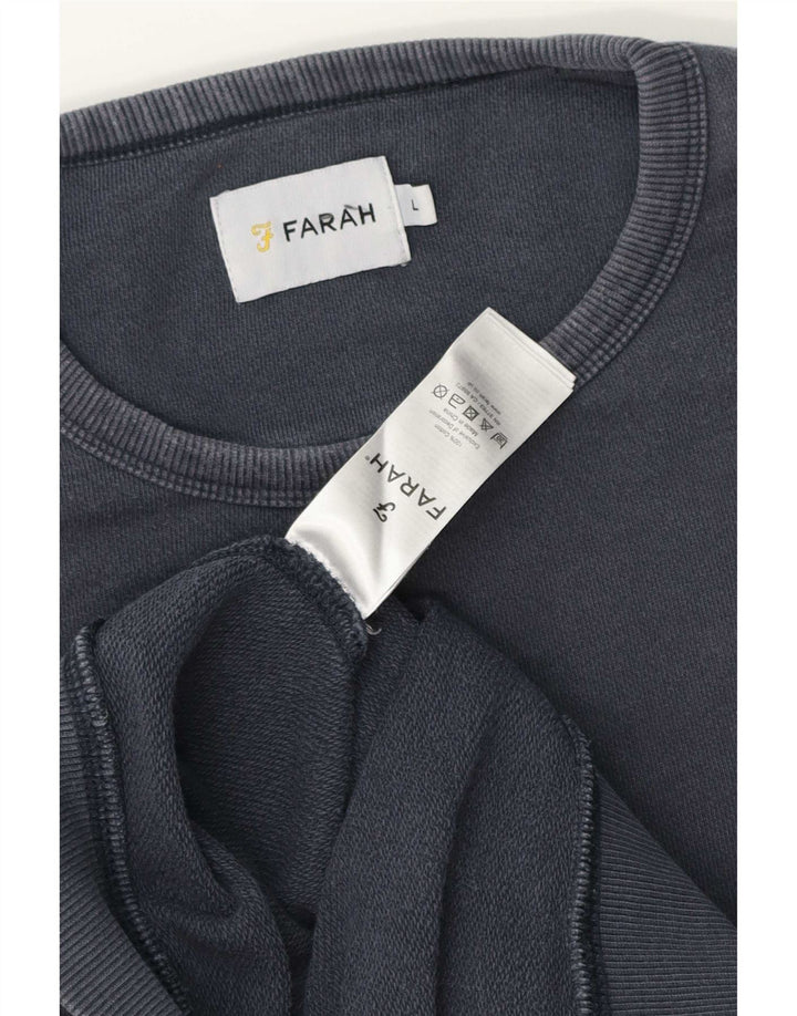 Farah Mens Sweatshirt Jumper Large Navy Blue Cotton