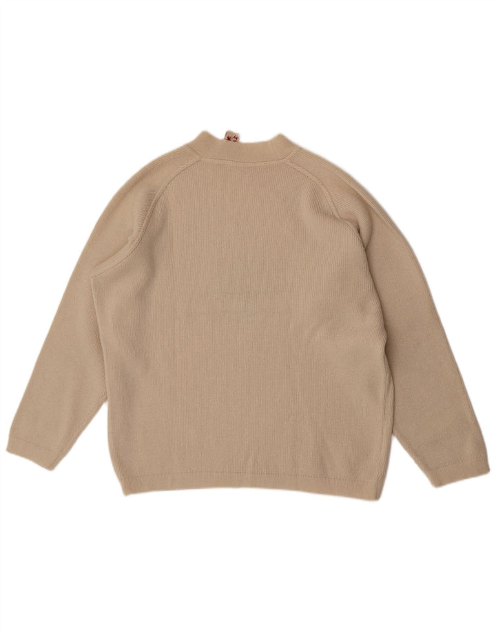 S.Moritz Mens Graphic Turtle Neck Jumper Sweater Large Beige