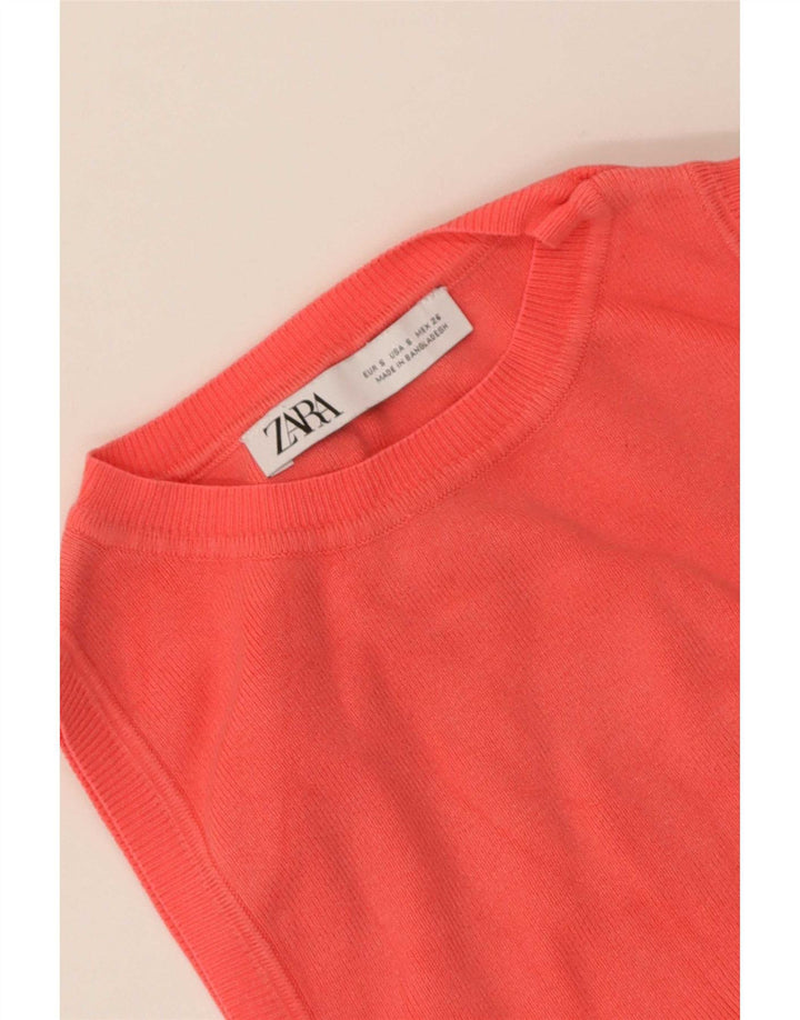 Zara Womens Crop Vest Tank Top UK 8 Small Pink