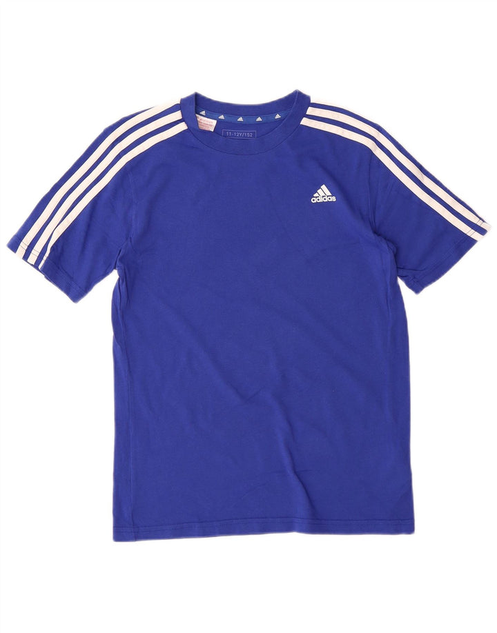 ADIDAS Boys T-Shirt Top 11-12 Years Blue Cotton