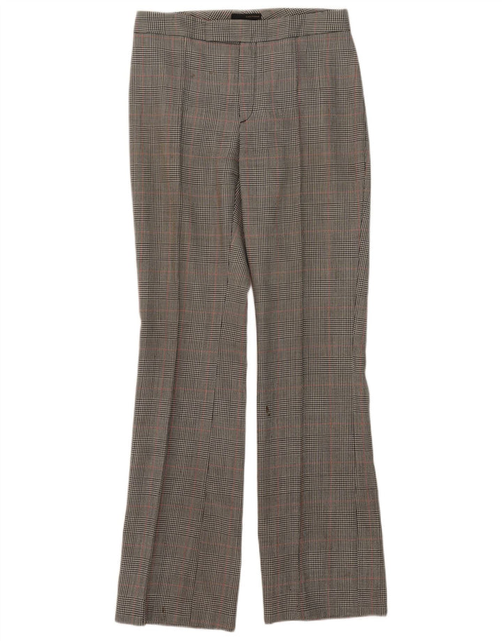 Zara Womens Bootcut Suit Trousers EU 38 Small W28 L32 Grey Houndstooth Wool