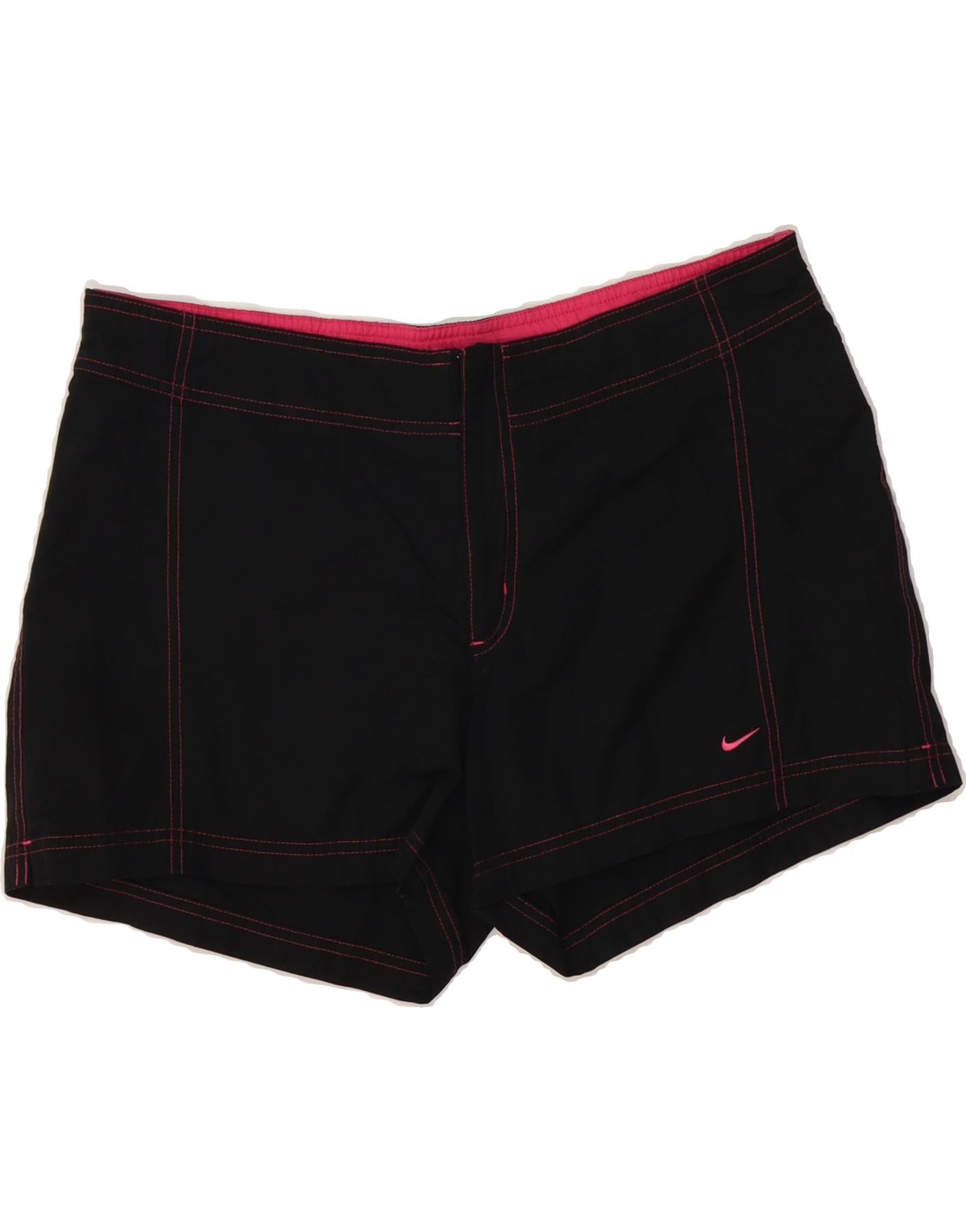 NIKE Womens Swimming Shorts UK 16 Large Black Cotton Vintage