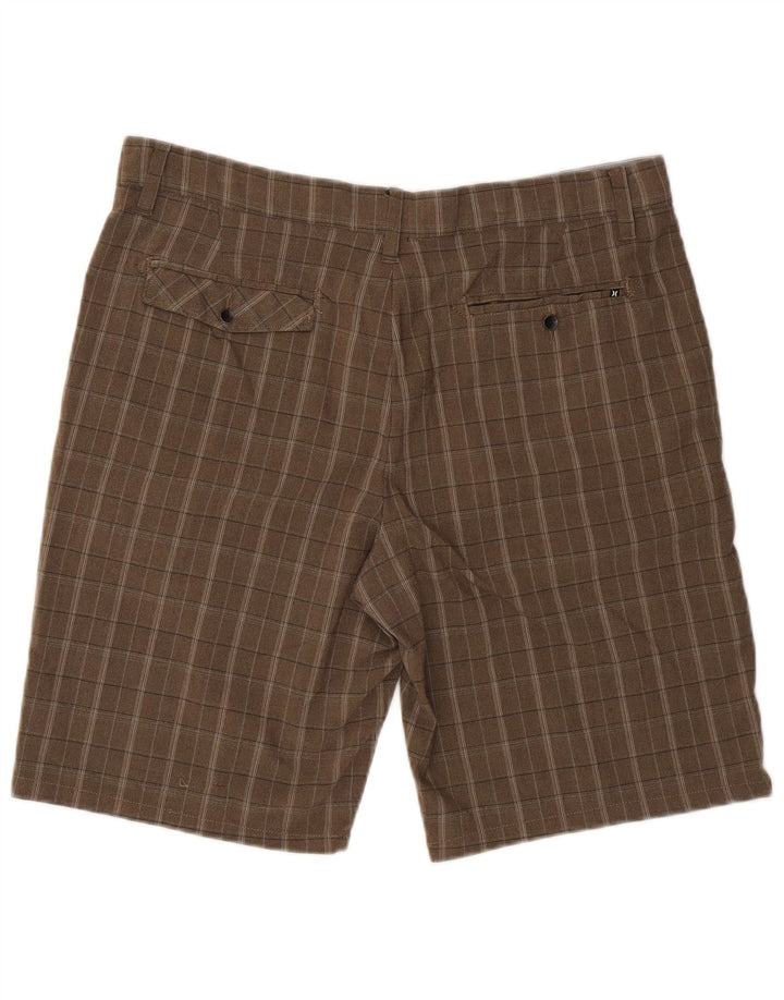 Hurley Mens Chino Shorts W36 Large Brown Check Polyester