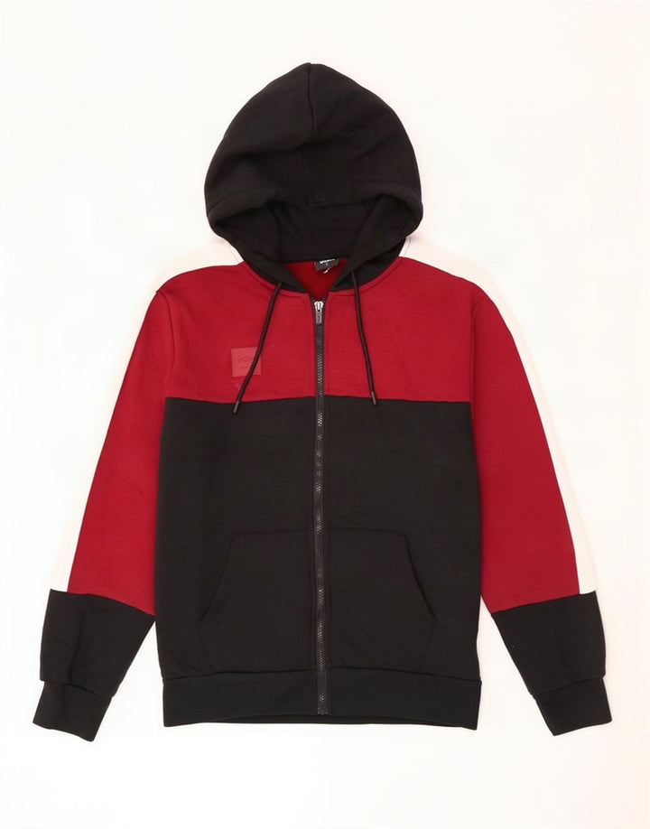 Umbro Mens Zip Hoodie Sweater XL Black Colourblock Polyester